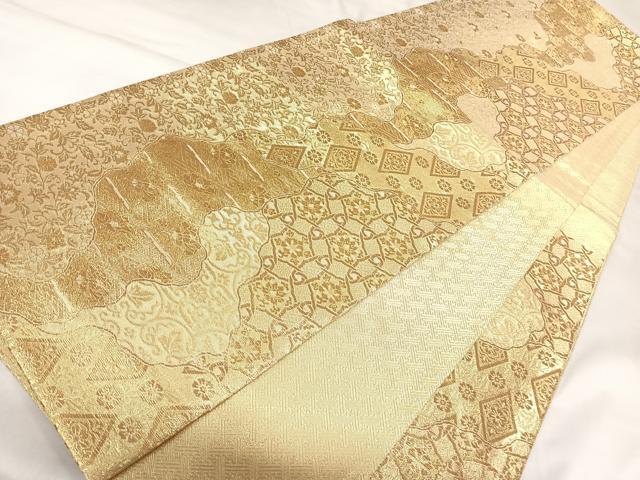平和屋着物◎佐賀錦 六通柄袋帯 名物錦 金糸 正絹 逸品 AABK4669yx