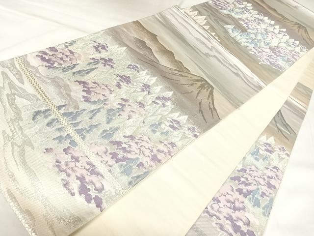 平和屋着物◎六通柄袋帯 唐織 北山 プラチナ二重箔 正絹 逸品 AABK4710yx