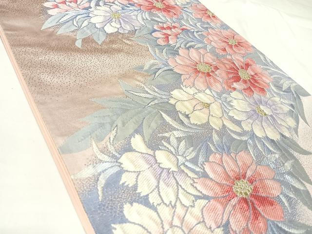 平和屋着物◎六通柄袋帯 唐織 草花づくし 金銀糸 正絹 逸品 AABK4713yx