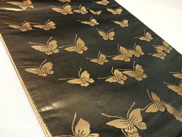 平和屋着物◎両面六通柄袋帯 舞蝶文 金糸 正絹 逸品 AABK4719yx