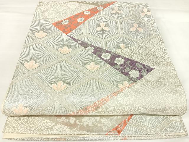 平和屋着物◎六通柄袋帯 唐織 松 金銀糸 正絹 逸品 AABK4724yx