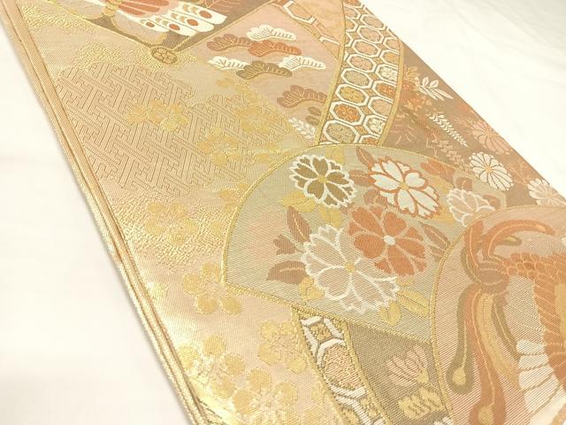 平和屋着物◎佐賀錦 六通柄袋帯 花蝶文 金糸 正絹 逸品 AABK4737yx