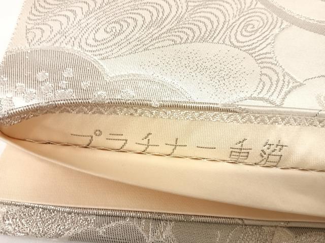 平和屋着物◎六通柄袋帯 雲取絵巻文 プラチナ二重箔 正絹 逸品 AABK4748yx