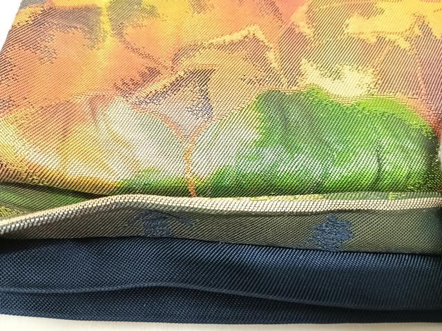平和屋着物◎六通柄袋帯 金唐 唐花文錦 金糸 正絹 逸品 AABK4753yx