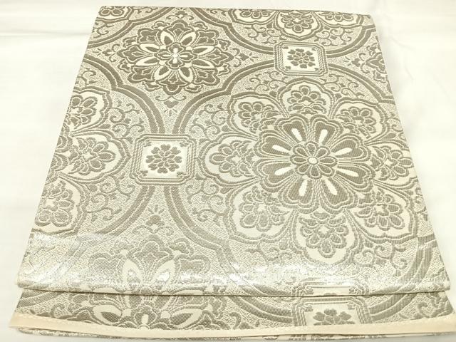 平和屋着物◎六通柄袋帯 正倉院花文 プラチナ箔二重織 正絹 逸品 AABK4766yx