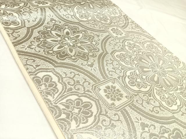 平和屋着物◎六通柄袋帯 正倉院花文 プラチナ箔二重織 正絹 逸品 AABK4766yx