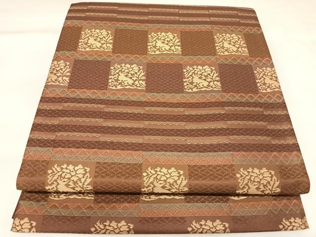 平和屋着物◎六通柄袋帯 花兎 正絹 逸品 AABK4767yx