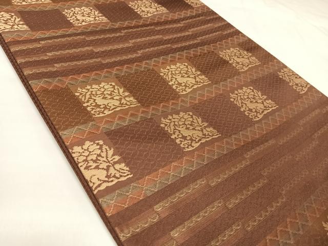 平和屋着物◎六通柄袋帯 花兎 正絹 逸品 AABK4767yx