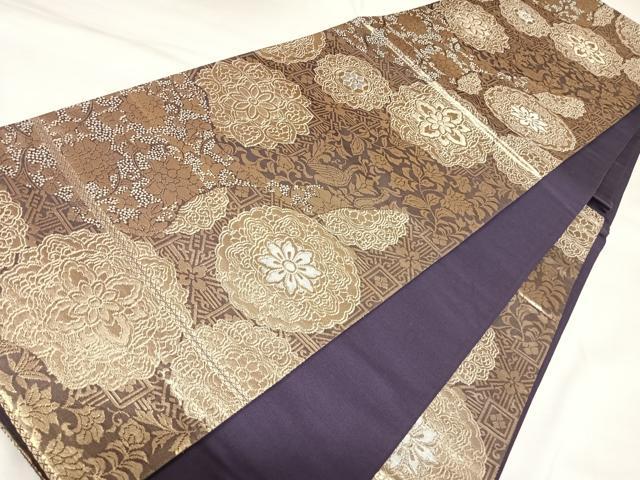 平和屋着物◎六通柄袋帯 正倉院花文 金銀糸 正絹 逸品 AABK4772yx