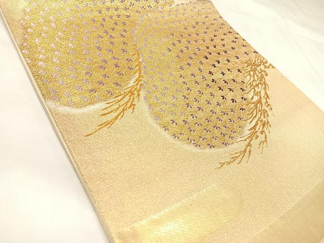 平和屋着物◎六通柄袋帯 唐織 松 金糸 正絹 逸品 AABK4773yx