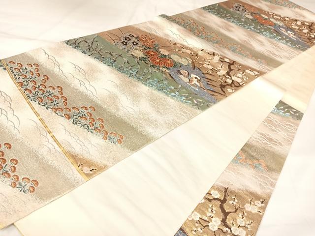 平和屋着物◎六通柄袋帯 唐織 琳派桃山春秋文 金銀糸 正絹 逸品 AABK4776yx