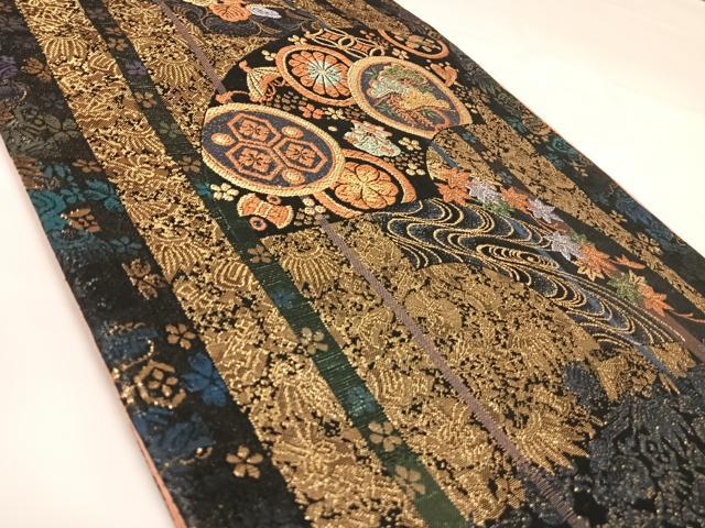 平和屋着物◎六通柄袋帯 唐織 花松文 金糸 正絹 逸品 AABK4789yx