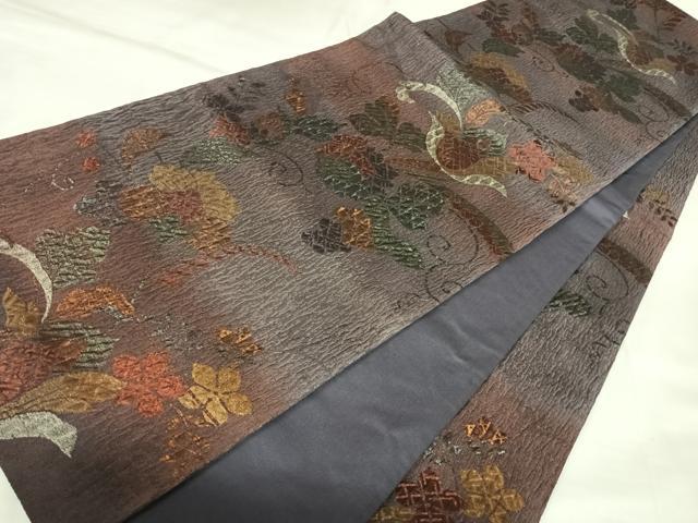 平和屋着物◎六通柄袋帯 更紗花文 金糸 正絹 逸品 AABK4809yx