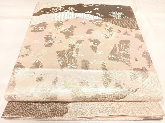 平和屋着物◎六通柄袋帯 花鳥文 金銀糸 正絹 逸品 AABK4813yx