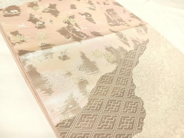 平和屋着物◎六通柄袋帯 花鳥文 金銀糸 正絹 逸品 AABK4813yx