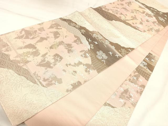 平和屋着物◎六通柄袋帯 花鳥文 金銀糸 正絹 逸品 AABK4813yx