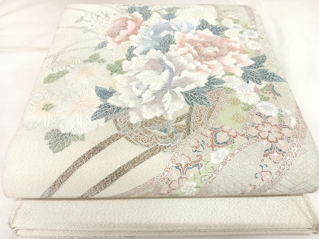 平和屋着物◎綴れ 太鼓柄袋帯 花車文 金銀糸 正絹 逸品 AABK4815yx