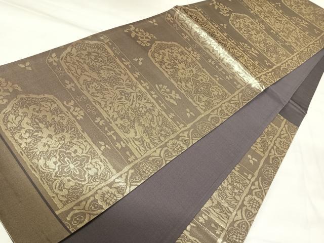 平和屋着物◎西陣 六通柄袋帯 花鳥文 金糸 正絹 逸品 AABK4832yx