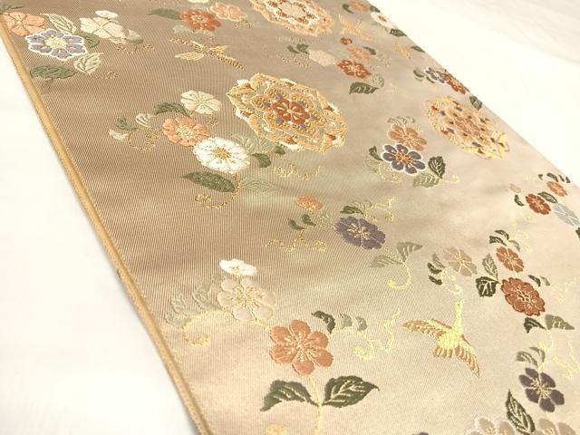平和屋着物◎六通柄袋帯 唐織 鳳凰花文 金糸 正絹 逸品 AABK4834yx