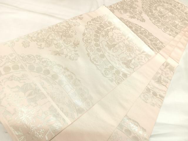 平和屋着物◎六通柄 本袋帯 狩猟文 銀糸 正絹 逸品 AABK4838yx