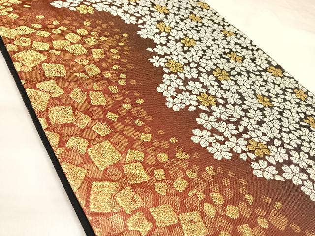 平和屋着物◎全通柄袋帯 楽楽 舞花文 金糸 正絹 逸品 AABK4842yx