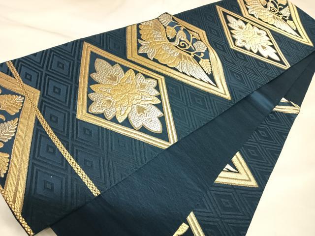 平和屋着物◎六通柄袋帯 花鳥菱文 金銀糸 正絹 逸品 AABK4886yx