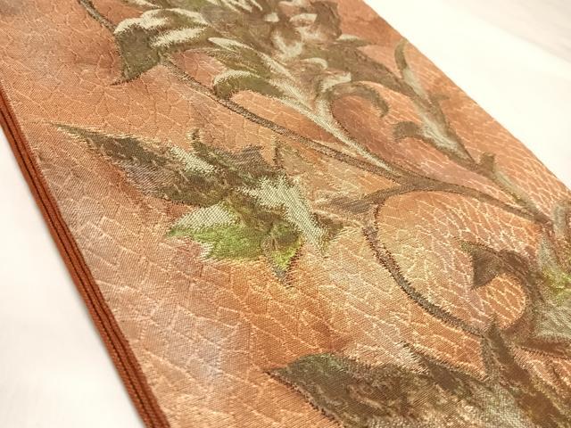 平和屋着物◎六通柄袋帯 金唐花更紗 金糸 正絹 逸品 AABK4897yx