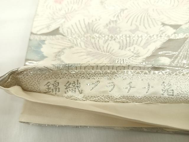平和屋着物◎六通柄袋帯 唐織 飛鶴花文 錦織プラチナ箔 正絹 逸品 AABK4919yx