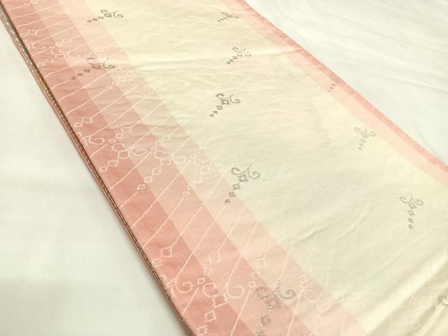 平和屋着物◎両面六通柄袋帯 唐織 立波花文 金銀糸 正絹 逸品 AABK4926yx