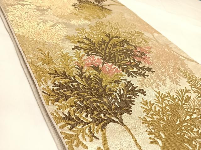 平和屋着物◎六通柄袋帯 唐織 樹林文 金糸 正絹 逸品 AABK4961yx