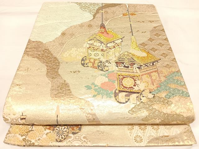 平和屋着物◎六通柄袋帯 唐織 山車 金銀糸 正絹 逸品 AABK4963yx