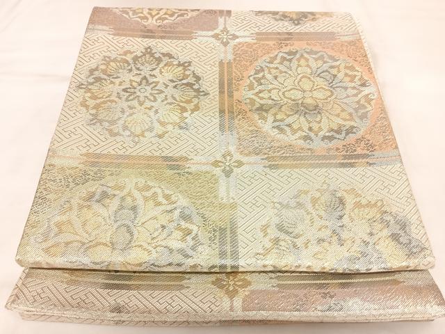 平和屋着物◎佐賀錦 六通柄袋帯 花天井文 金銀糸 正絹 逸品 AABK4979yx
