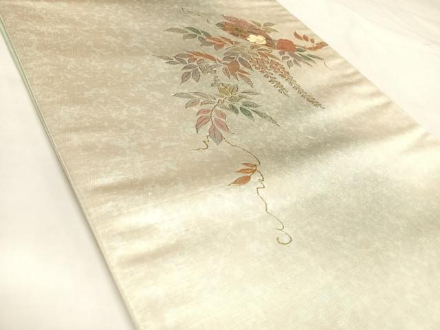 平和屋着物◎太鼓柄袋帯 螺鈿 花蝶文 金銀糸 正絹 逸品 AABK4992yx