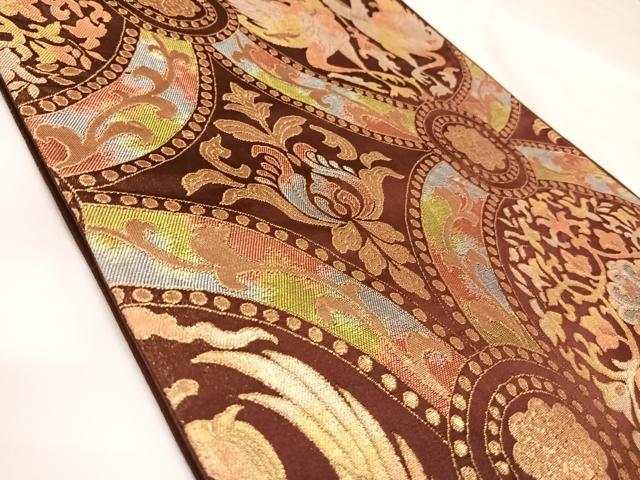 平和屋着物◎六通柄袋帯 鳳凰花丸文 金糸 正絹 逸品 AABK4999yx