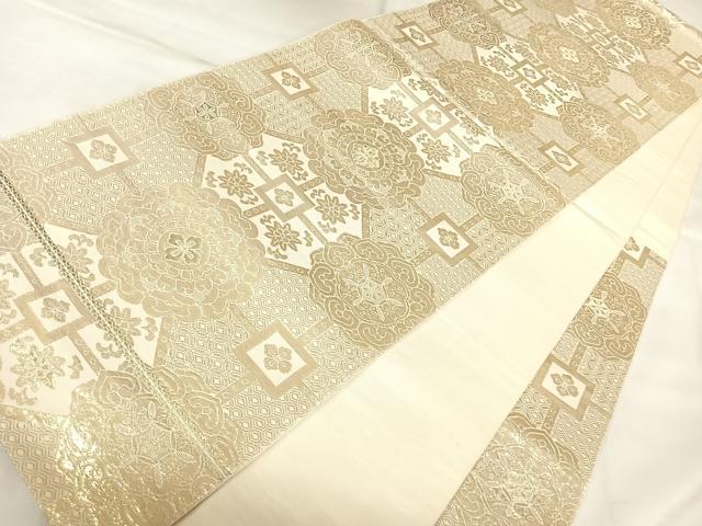 平和屋着物◎六通柄袋帯 蜀江花文 金糸 正絹 逸品 AABK5005yx