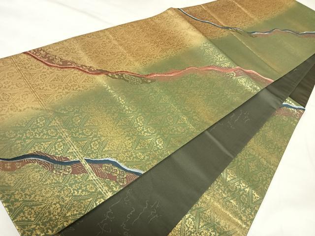 平和屋着物◎六通柄袋帯 唐織 三十六歌仙 金糸 引箔 正絹 逸品 AABK5064yx