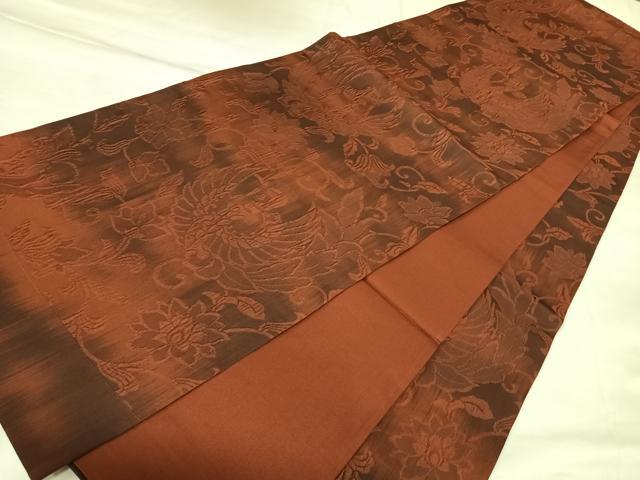 平和屋着物◎全通柄袋帯 ふくれ織 鳳凰花文 正絹 逸品 AABK5068yx
