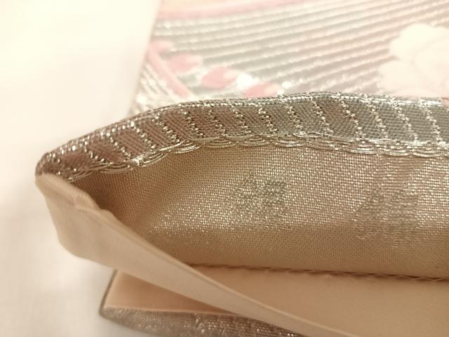 平和屋着物◎六通柄袋帯 唐織 孔雀花文 銀錦 やまとオリジナル 銀糸 正絹 逸品 AABK5079yx
