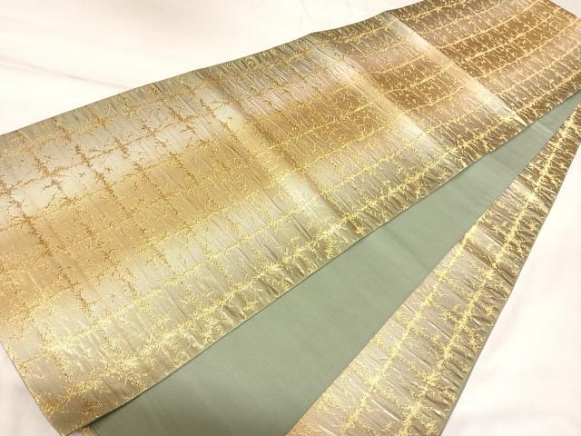 平和屋着物◎全通柄袋帯 霞文 金銀糸 正絹 逸品 AABK5081yx