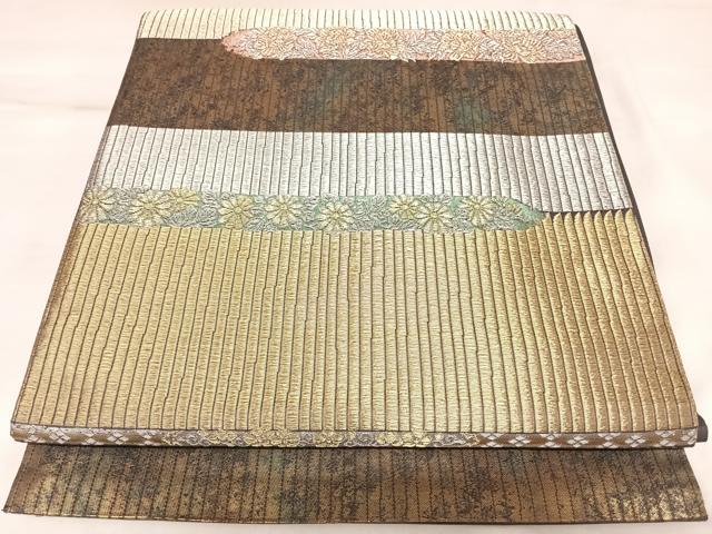 平和屋着物◎六通柄袋帯 鎧段文 金銀糸 引箔 正絹 逸品 AABK5091yx