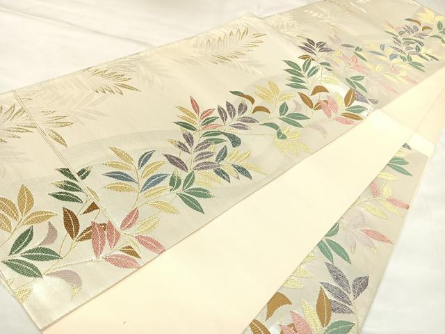 平和屋着物◎六通柄袋帯 枝葉文 金銀糸 正絹 逸品 AABK5119yx