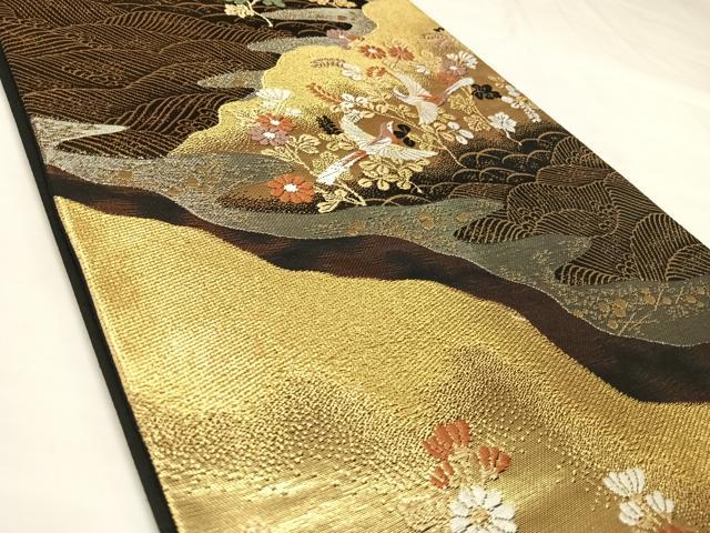 平和屋着物◎六通柄袋帯 唐織 花鳥文 金銀糸 正絹 逸品 AABK5147yx