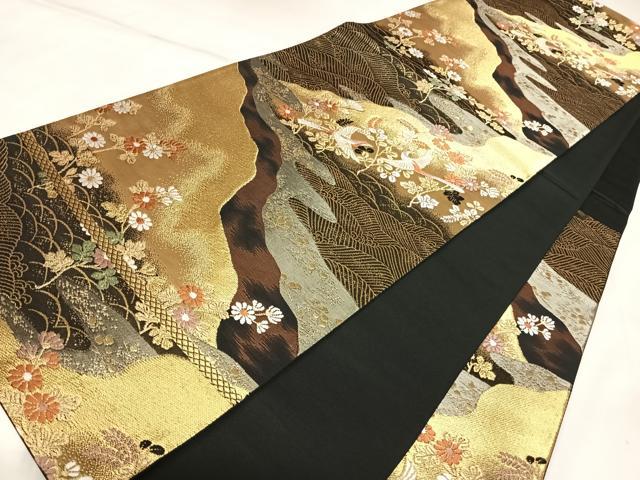 平和屋着物◎六通柄袋帯 唐織 花鳥文 金銀糸 正絹 逸品 AABK5147yx