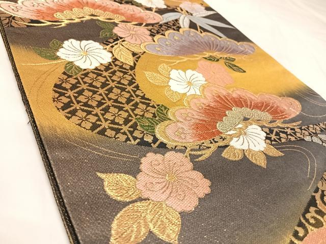 平和屋着物◎六通柄袋帯 唐織 流水松竹梅 金銀糸 正絹 逸品 AABK5150yx