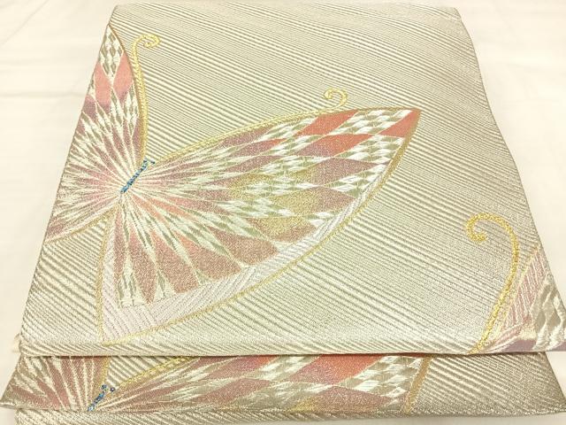 平和屋着物◎六通柄 京袋帯 舞蝶文 金銀糸 正絹 逸品 AABK5176yx