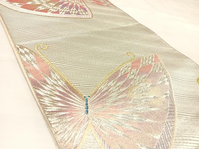 平和屋着物◎六通柄 京袋帯 舞蝶文 金銀糸 正絹 逸品 AABK5176yx