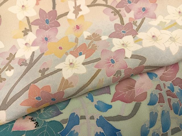 平和屋着物●本加賀友禅作家 百貫華峰 色留袖 枝花文 正絹 逸品 AABK5201ph