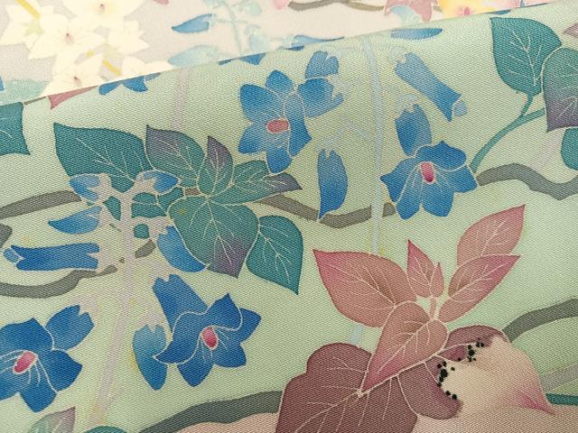 平和屋着物●本加賀友禅作家 百貫華峰 色留袖 枝花文 正絹 逸品 AABK5201ph