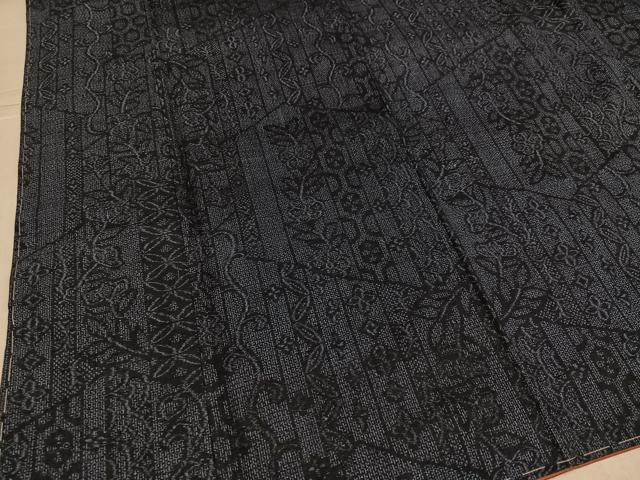 平和屋着物●結城紬 100亀甲 草花文 正絹 逸品 未使用 AABK5205ph