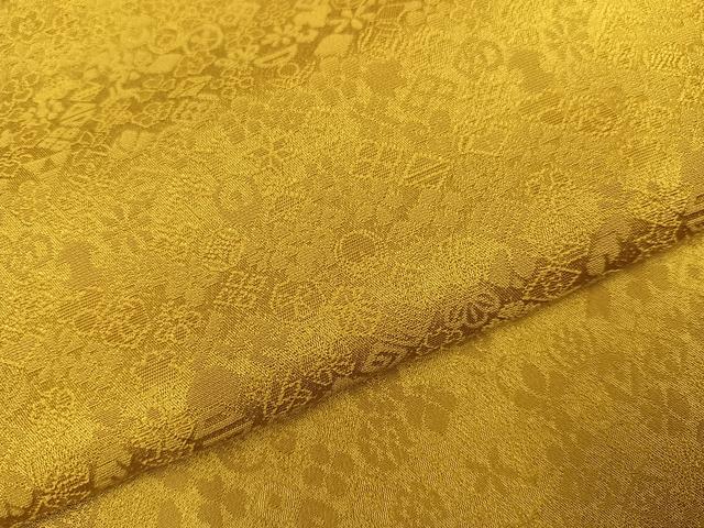 平和屋着物●上質な色無地 草花地紋 山吹茶色 やまと誂製 正絹 逸品 AABK5214ph